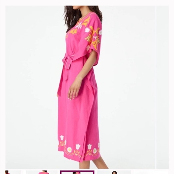 Roller Rabbit Embroidered Caftan Dress Small Boho Resort Wear, Beach Cover Up - Picture 2 of 14